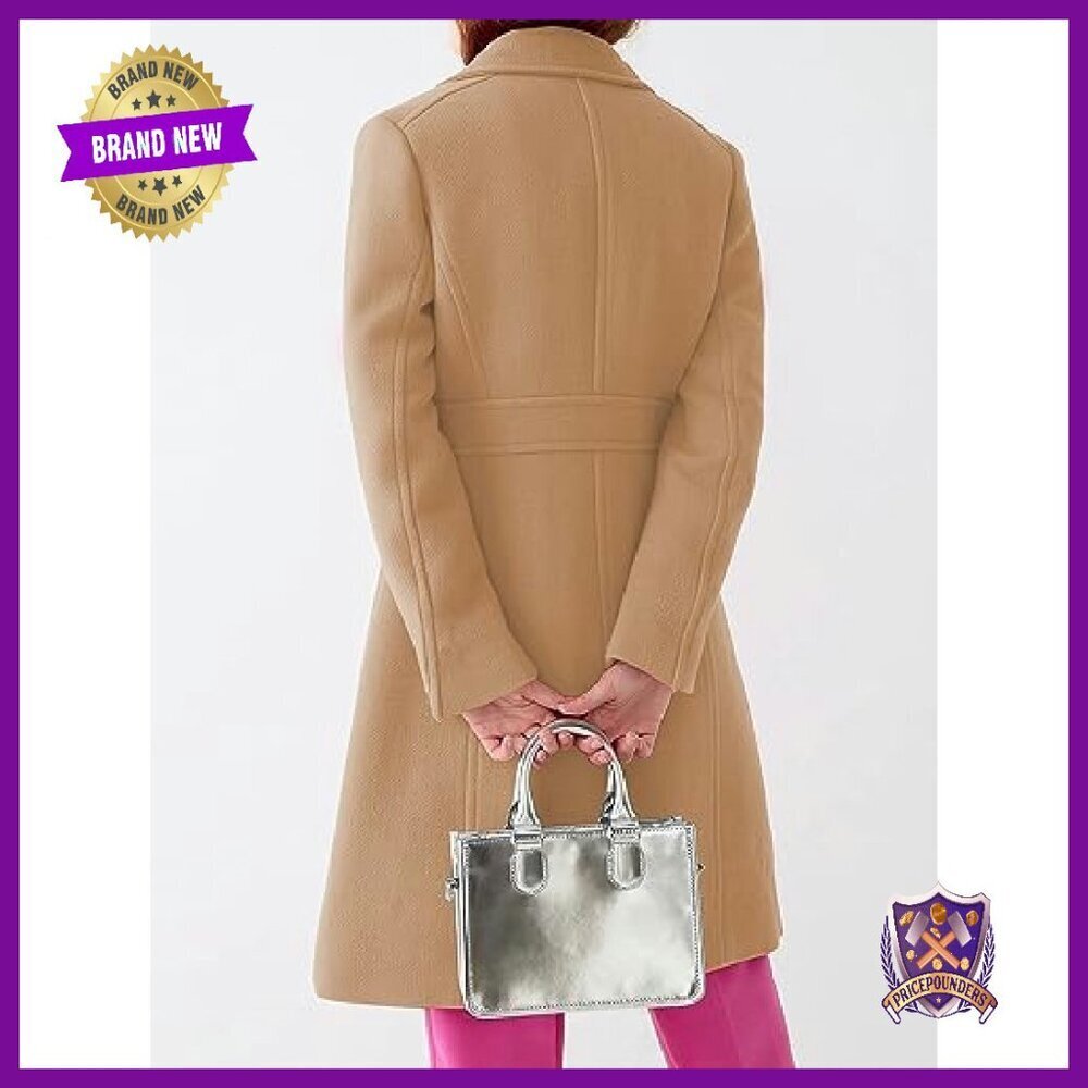 Women's Wool Blend Pea Coat Single Breasted Mid-Length Office Work - Picture 4 of 7